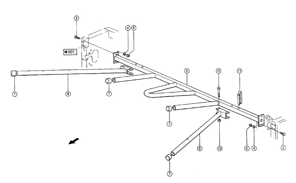 Схема запчастей Case IH 684 - (0002[1]) - PUSH BAR (MG6M) (58) - ATTACHMENTS/HEADERS