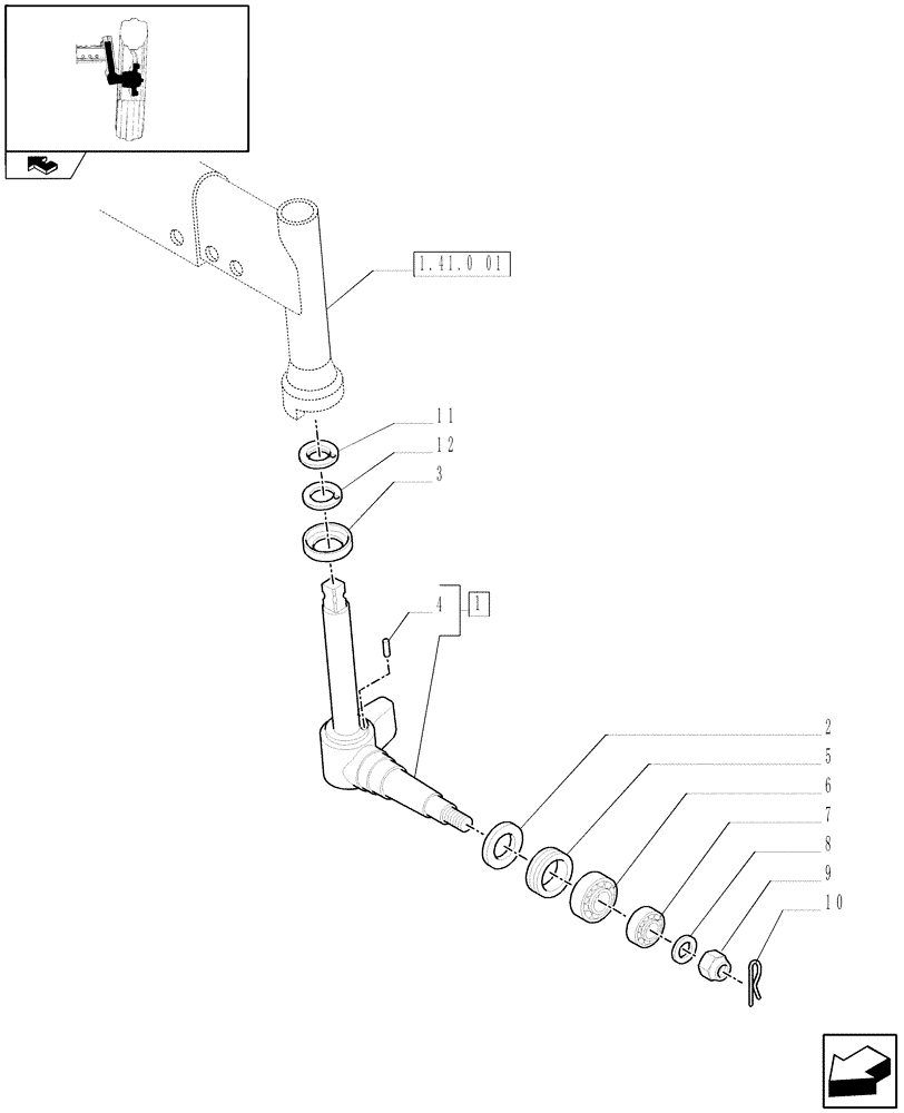 Схема запчастей Case IH FARMALL 60 - (1.41.0[02]) - 2WD FRONT AXLE - STEERING KNUCKLE (04) - FRONT AXLE & STEERING