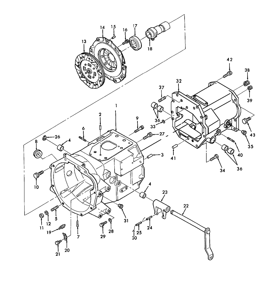 Схема запчастей Case IH DX23 - (03.03) - CLUTCH & CLUTCH CASE, W/HST (03) - TRANSMISSION