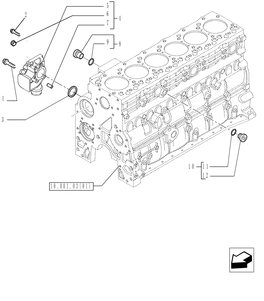 Схема запчастей Case IH P140 - (10.400.01) - PIPING - ENGINE COOLING SYSTEM (10) - ENGINE