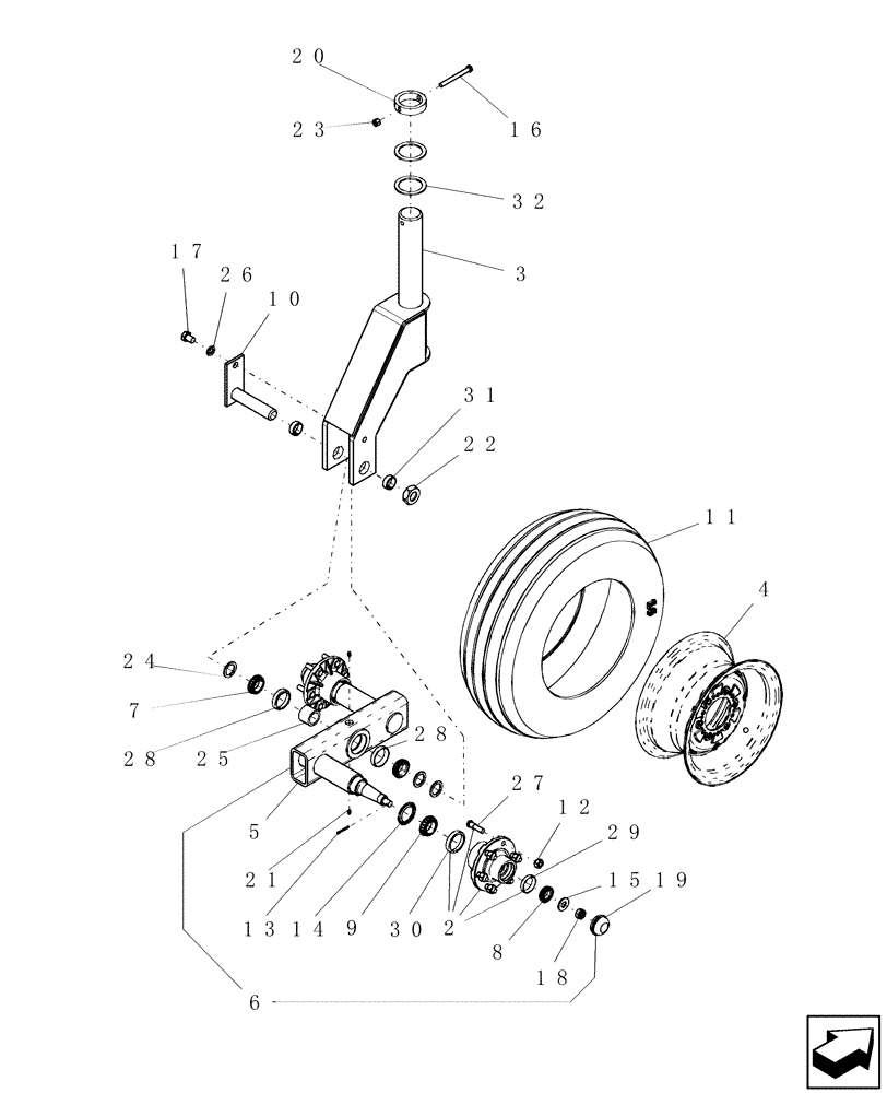 Схема запчастей Case IH SDX30 - (1.081.1) - CASTER - STANDARD 6 BOLT HUB (ASN CBJ0007001) (NOT STANDARD ASN CBJ0007001) (12) - FRAME