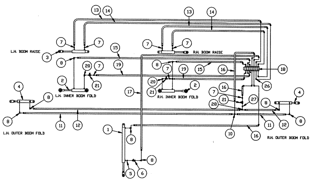 Схема запчастей Case IH PATRIOT WT - (05-002) - HYDRAULIC PLUMBING - BOOMS (60 & 75) Hydraulic Plumbing