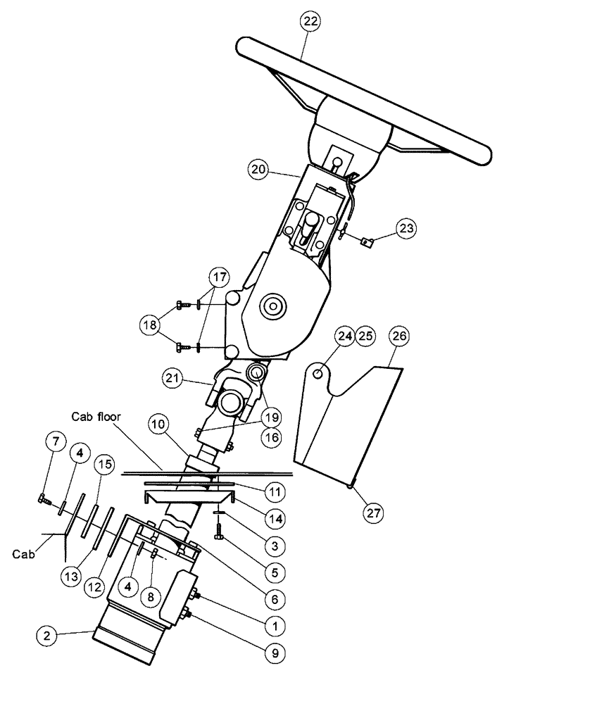 Схема запчастей Case IH PATRIOT 150 - (01-003) - STEERING ASSEMBLY Cab Interior