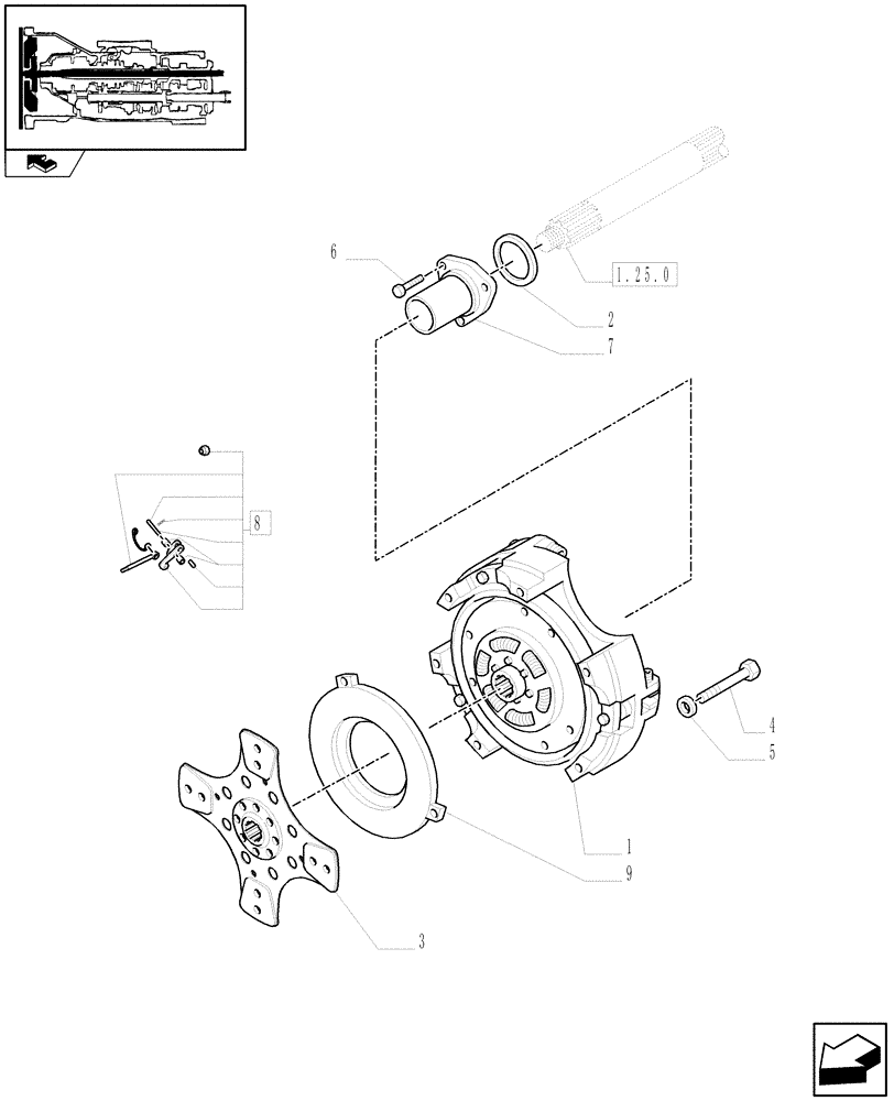 Схема запчастей Case IH FARMALL 95C - (1.25.0/01[02]) - 16X16 AND 32X16 HYDRAULIC TRANSMISSION - CLUTCH (VAR.330275-330278) (03) - TRANSMISSION