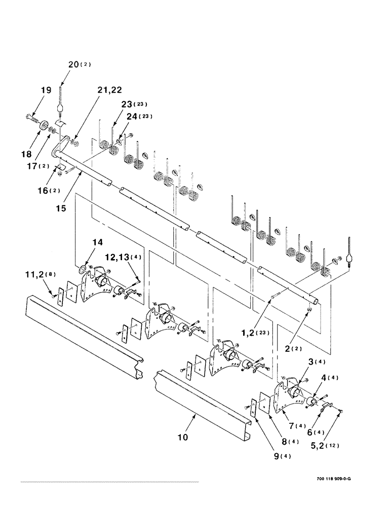 Схема запчастей Case IH 8820 - (6-14) - REEL BAT AND TINE TUBE ASSEMBLY, 16 FOOT, TINE TUBE ASSEMBLY B (09) - CHASSIS