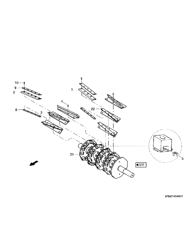 Схема запчастей Case IH 8790 - (096) - CHOPPING UNIT, CHOPPING CYLINDER, GRASS (64) - CHOPPING