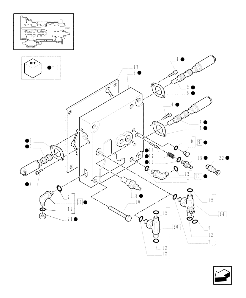 Схема запчастей Case IH MXU100 - (1.27.4[01A]) - HI-LO TRANSMISSION ENGAGEMENT CONTROL - D5275 - C5276 (03) - TRANSMISSION