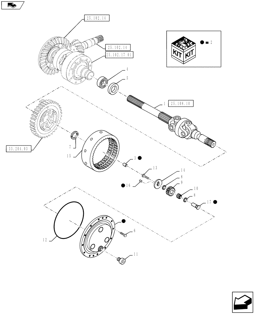 Схема запчастей Case IH PUMA 145 - (25.108.09) - VAR - 330430 - CL.4 FRONT AXLE W/ BRAKES - FINAL DRIVE (25) - FRONT AXLE SYSTEM