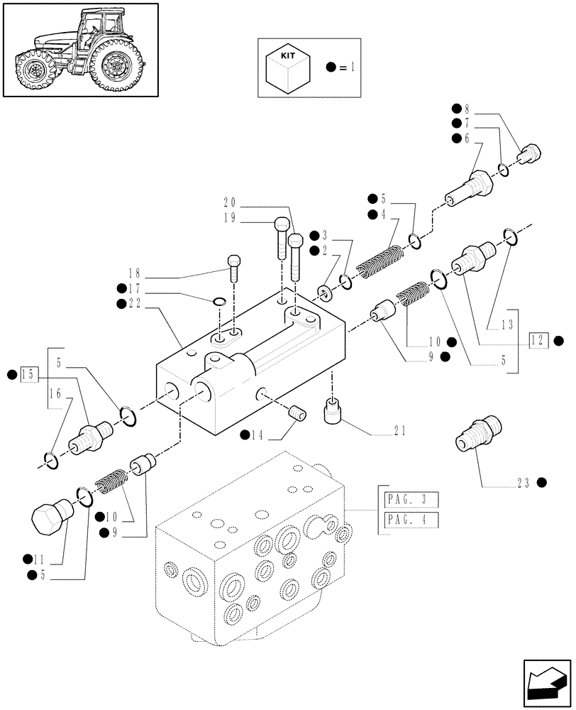 Схема запчастей Case IH MXU110 - (1.80.7[05A]) - PTO, CLUTCH - VALVE AND RELEVANT PARTS - D5806 - C5898 (07) - HYDRAULIC SYSTEM