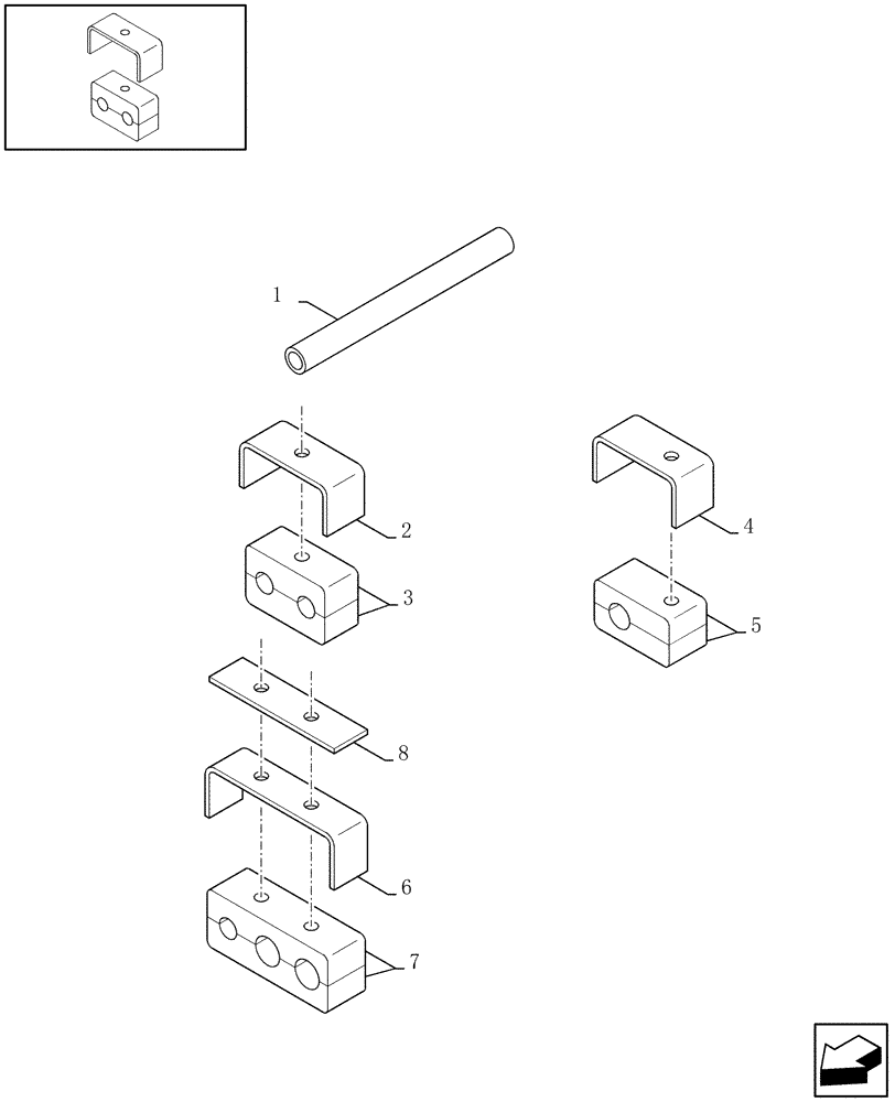 Схема запчастей Case IH RBX341 - (07.03[01]) - TUBE CLAMPS AND HYDRAULIC TUBES (07) - HYDRAULIC SYSTEM