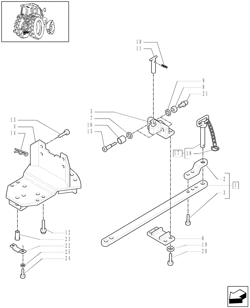 Схема запчастей Case IH MXU115 - (1.89.0/01[01]) - (VAR.910) TOW-BAR WITH ROLLERS - C6098 (09) - IMPLEMENT LIFT