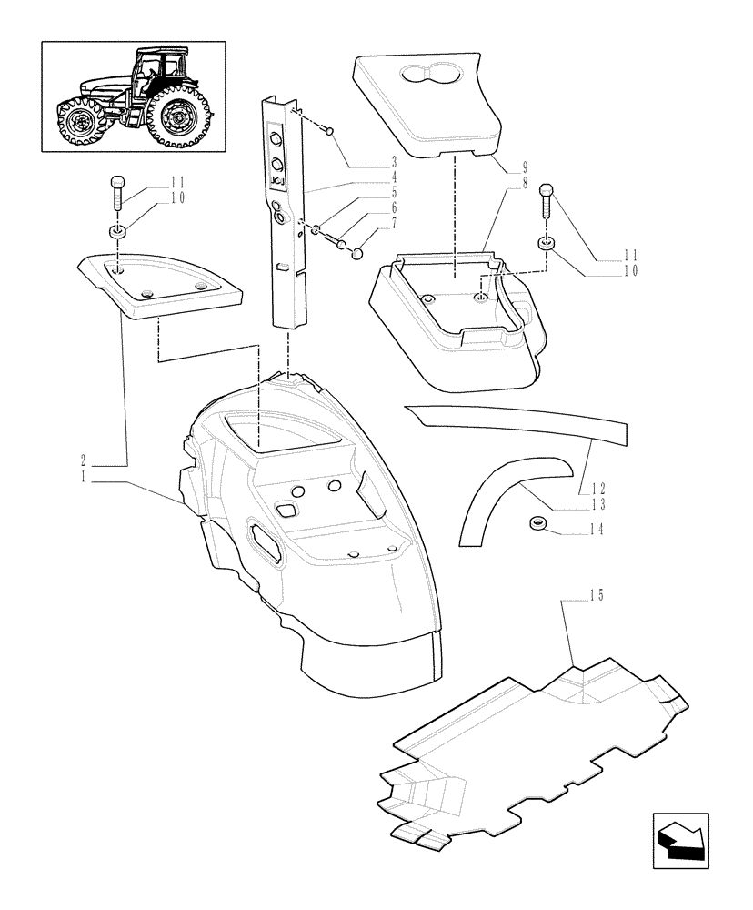 Схема запчастей Case IH MXU125 - (1.93.0/01[01]) - CONTROLS COVER (W/CAB) (10) - OPERATORS PLATFORM/CAB