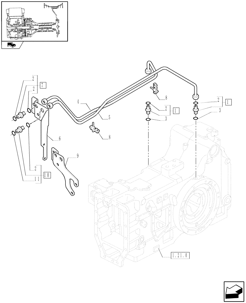 Схема запчастей Case IH PUMA 115 - (1.68.5[01A]) - BRAKE PIPING - D5833 (05) - REAR AXLE