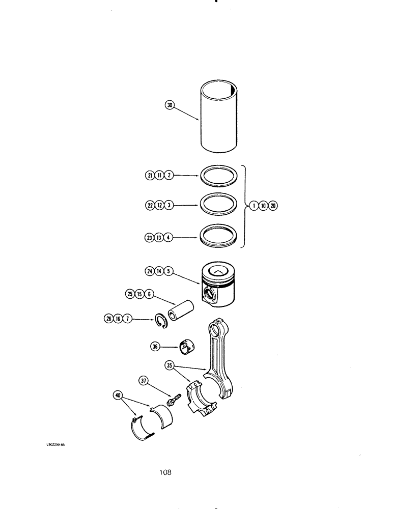 Схема запчастей Case IH 6590TA - (108) - PISTONS, 6TA-590 ENGINE 