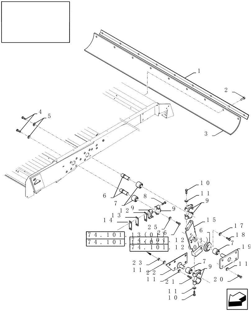 Схема запчастей Case IH 7010 - (74.101.15[01]) - UPPER SHOE DRIVE, L.H. - 7010/8010 (74) - CLEANING