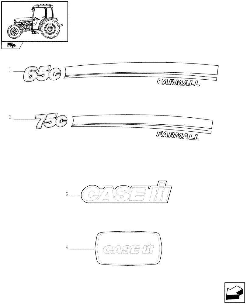 Схема запчастей Case IH FARMALL 75C - (1.98.2/01) - NA PACKAGE - MODEL IDENTIFICATION DECALS (VAR.330007) (13) - DECALS