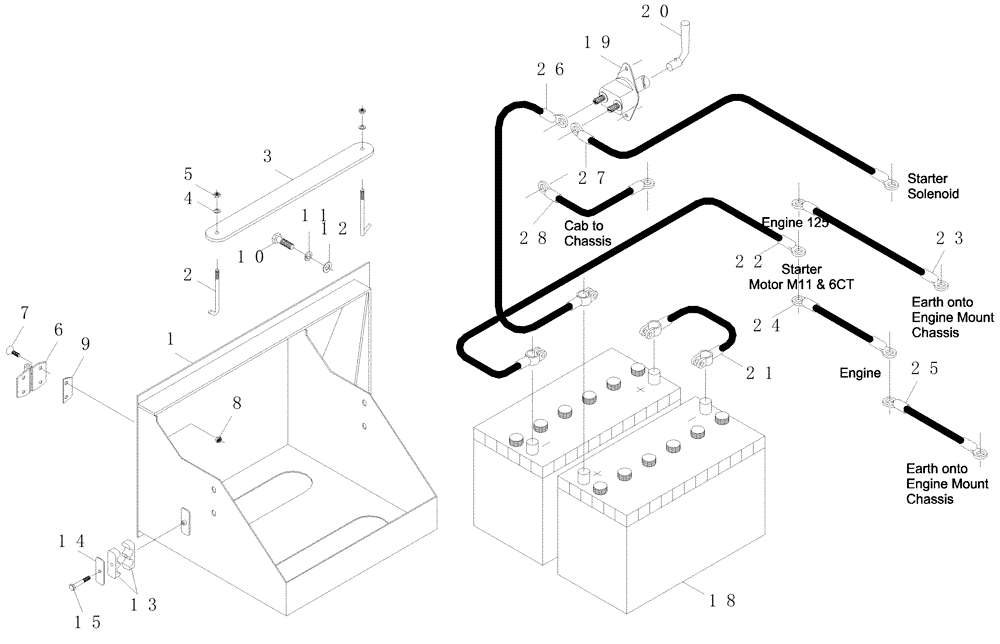 Схема запчастей Case IH A7700 - (A13.01[01]) - Battery and Cables {DS11/M11} (06) - ELECTRICAL