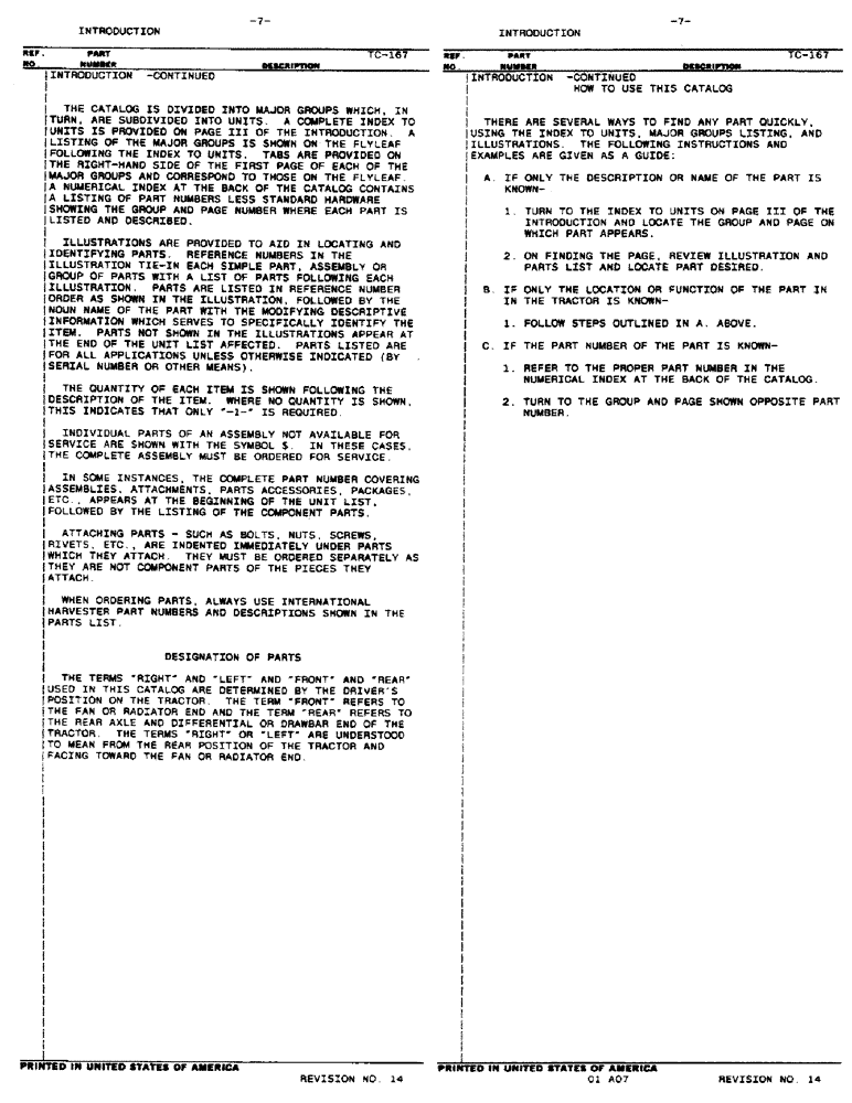 Схема запчастей Case IH 966 - (01-7) - INTRODUCTION (00) - GENERAL