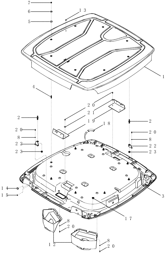 Схема запчастей Case IH MX285 - (09-14) - CAB - ROOF (09) - CHASSIS/ATTACHMENTS