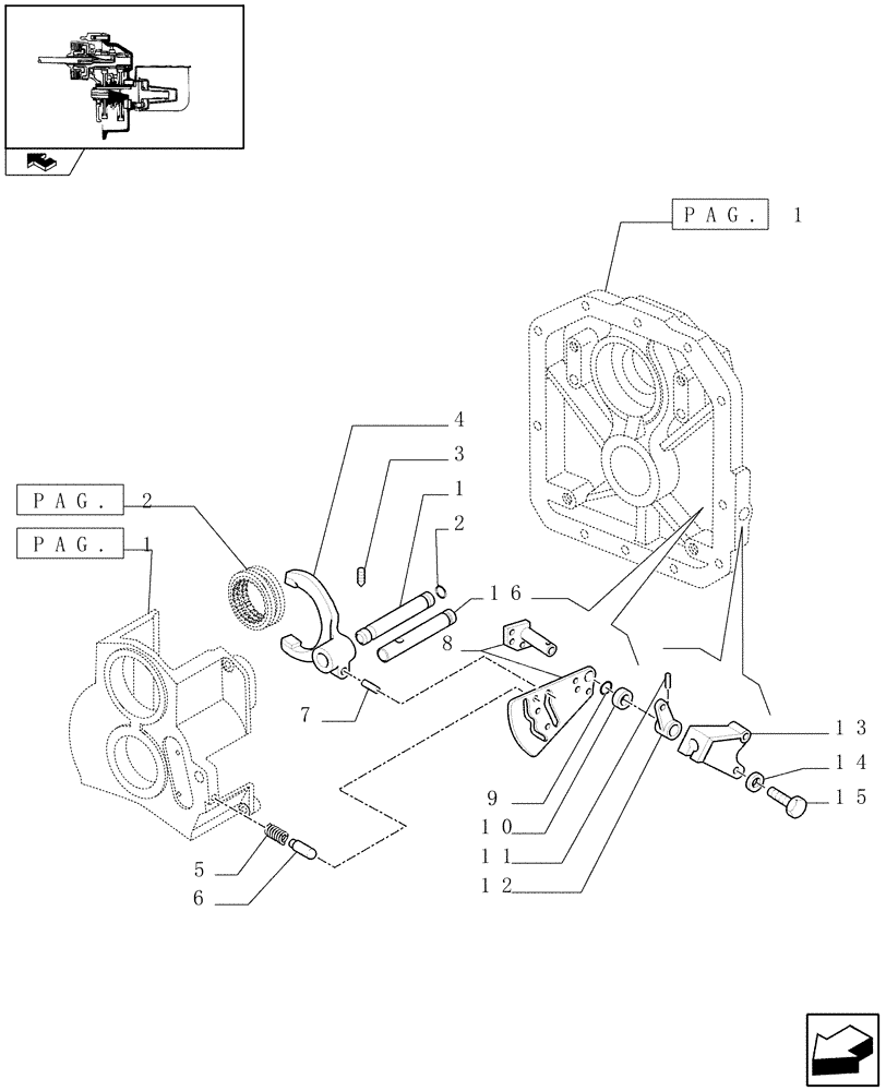 Схема запчастей Case IH FARMALL 95U - (1.80.1/01[03]) - MECH. 540/750 POWER TAKE OFF - SPEED SELECTION MECHANISM (07) - HYDRAULIC SYSTEM