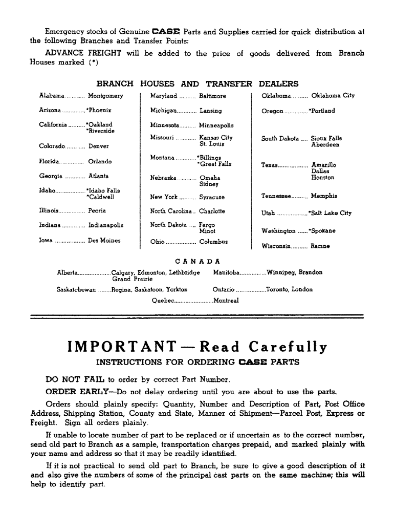 Схема запчастей Case IH 600-SERIES - (002) - SELL GENUINE CASE PARTS (00) - PICTORIAL INDEX