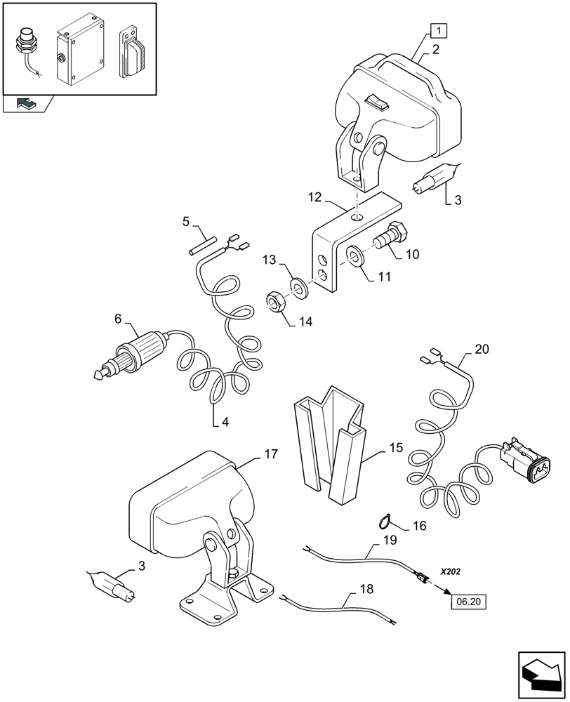 Схема запчастей Case IH LB333R - (06.05[01]) - WORK LIGHTS (06) - ELECTRICAL SYSTEMS