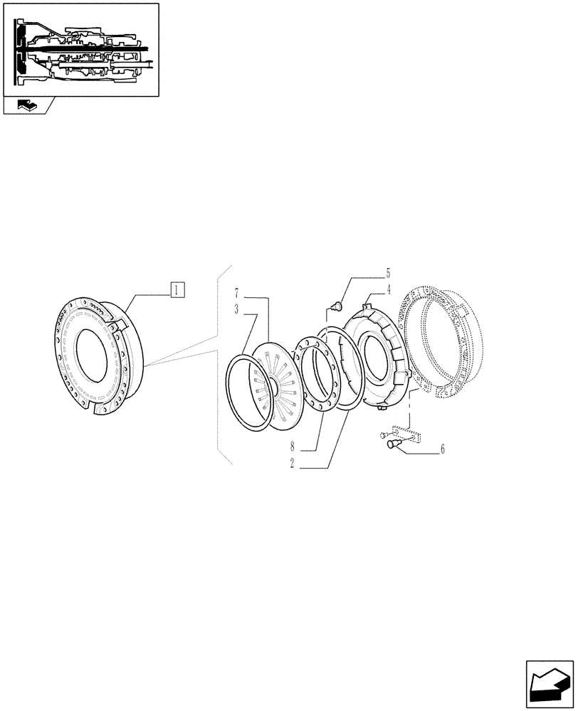 Схема запчастей Case IH FARMALL 105U - (1.25.0/03A) - CLUTCH - PARTS (03) - TRANSMISSION