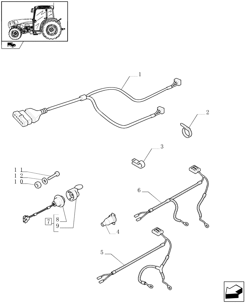 Схема запчастей Case IH FARMALL 105N - (1.75.4[03]) - AUXILIARY CABLES (06) - ELECTRICAL SYSTEMS