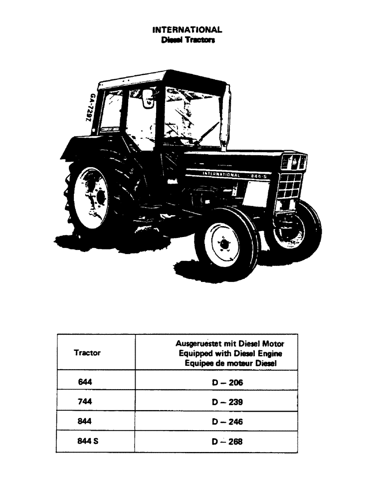 Схема запчастей Case IH 844 - (0-A) - INTERNATIONAL DIESEL TRACTORS (00) - GENERAL