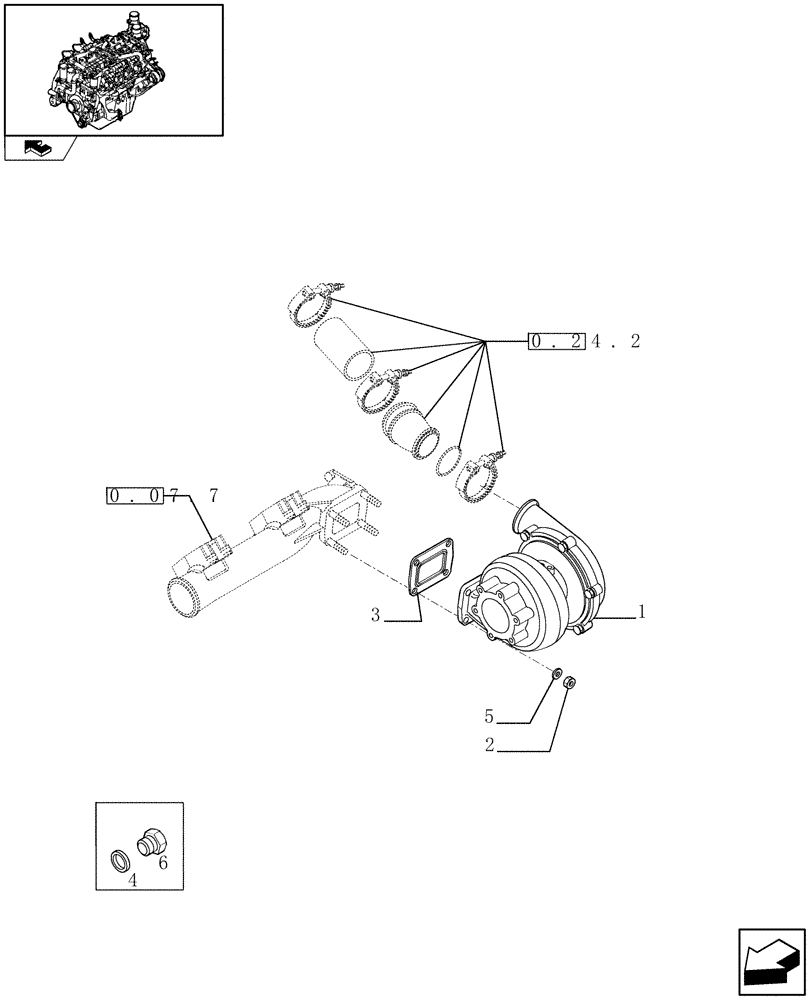 Схема запчастей Case IH FVAE2884X B200 - (0.24.0/ A) - TURBOCHARGER & RELATED PARTS (504115138) 