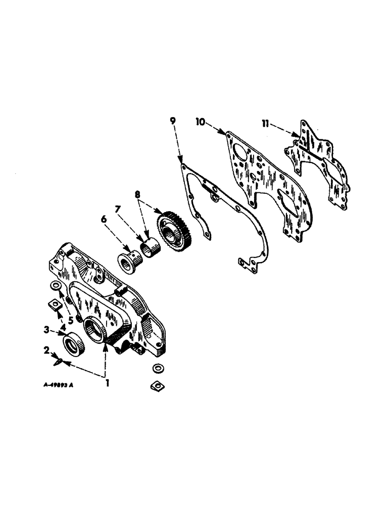 Схема запчастей Case IH 660 - (020) - CARBURETED ENGINE, CRANKCASE FRONT COVER AND IDLER GEAR (01) - ENGINE