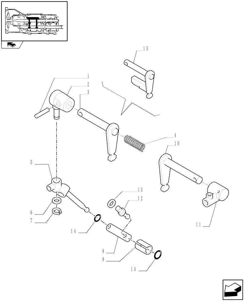 Схема запчастей Case IH FARMALL 85N - (1.29.1) - GEARBOX OUTER CONTROLS, REDUCTION UNIT GEAR BOX LEVER, REVERSER ROD (03) - TRANSMISSION