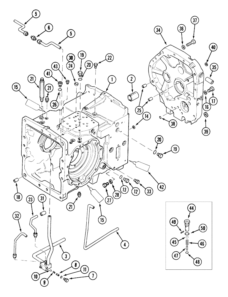 Схема запчастей Case IH 5130 - (6-024) - TRANSMISSION, TRANSAXLE HOUSING AND REAR BEARING CARRIER (06) - POWER TRAIN