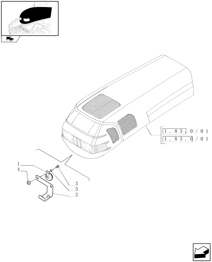 Схема запчастей Case IH FARMALL 105V - (1.92.74/04) - 7-PIN TRAILER CONNECTOR AND HORN (VAR.331745-332745) (10) - OPERATORS PLATFORM/CAB