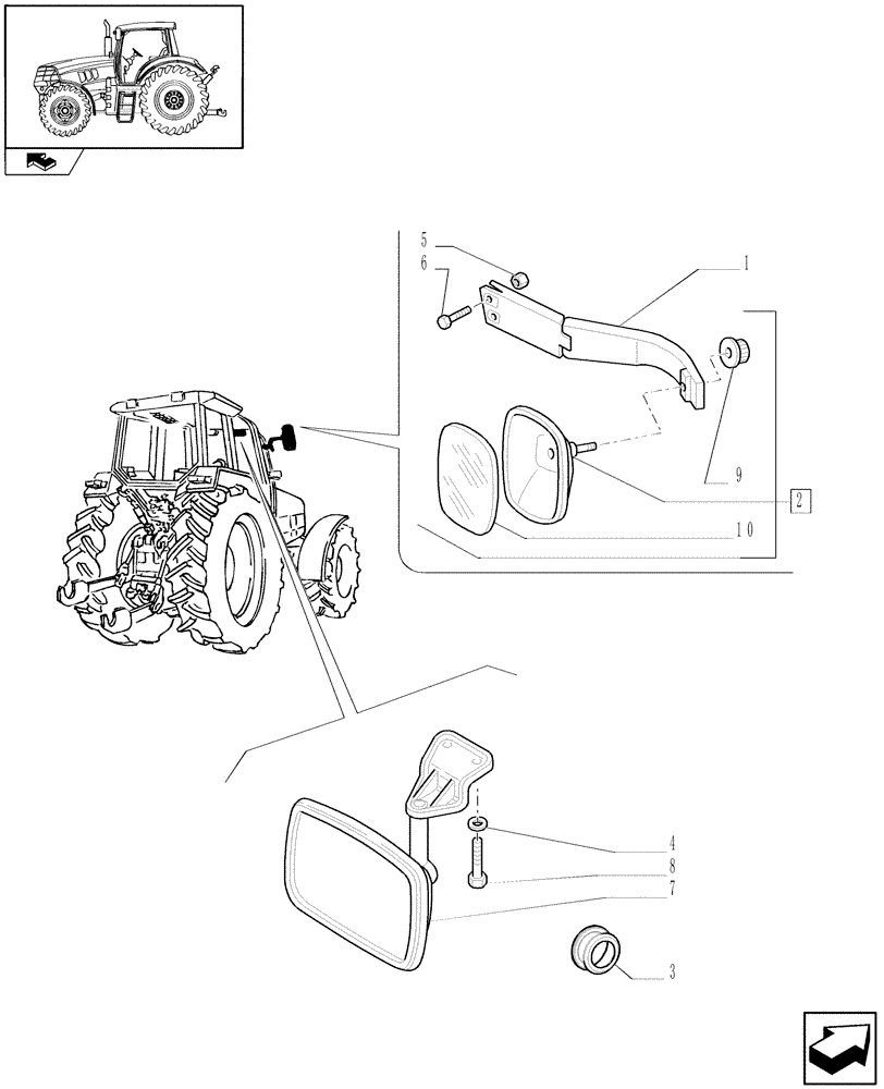 Схема запчастей Case IH PUMA 210 - (1.93.6) - REAR-VIEW MIRRORS (10) - OPERATORS PLATFORM/CAB