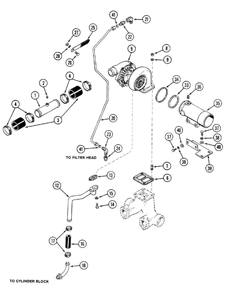 Схема запчастей Case IH 4694 - (2-024) - TURBOCHARGER SYSTEM, 504BDTI DIESEL ENGINE (02) - ENGINE