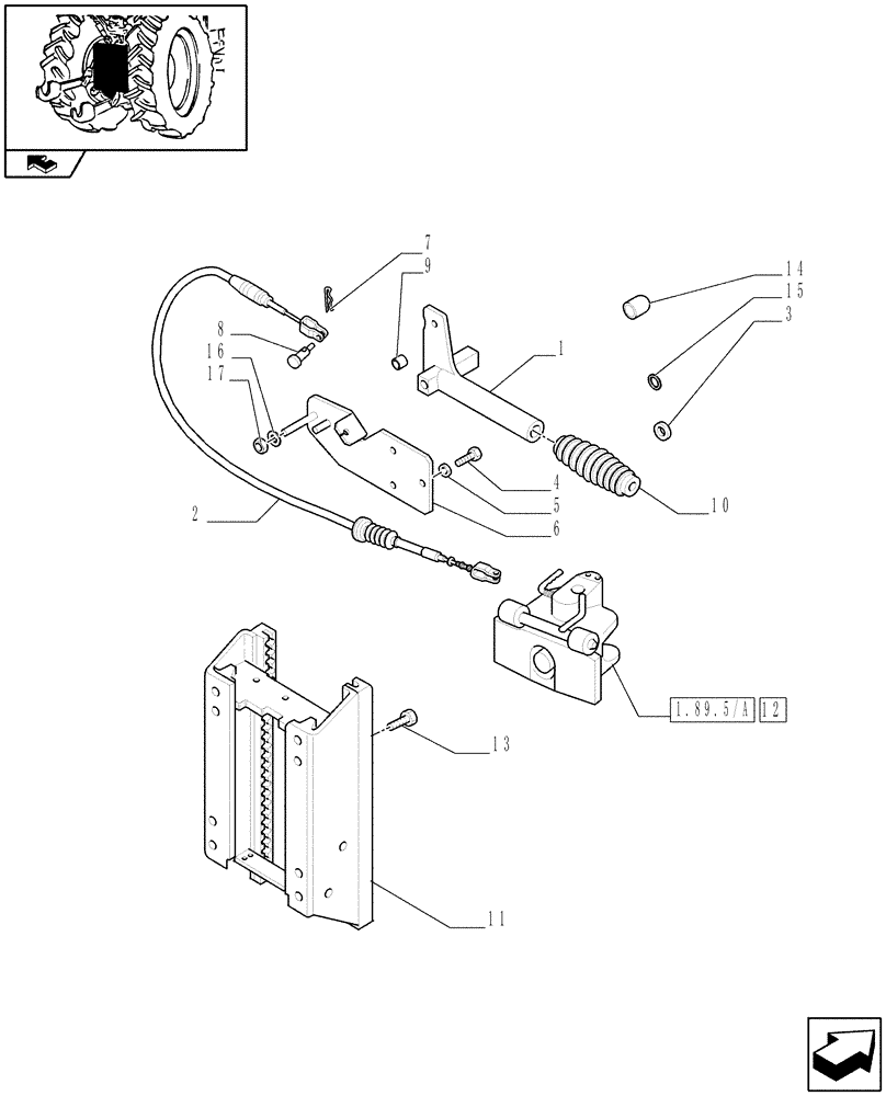 Схема запчастей Case IH PUMA 195 - (1.89.5[01A]) - (VAR.897) SLIDER TOW HOOK W/AUTO SWIVEL COUPLING & CABLE, LESS SWINGING DRAWBAR - GERMAN TYPE- D6976 (09) - IMPLEMENT LIFT