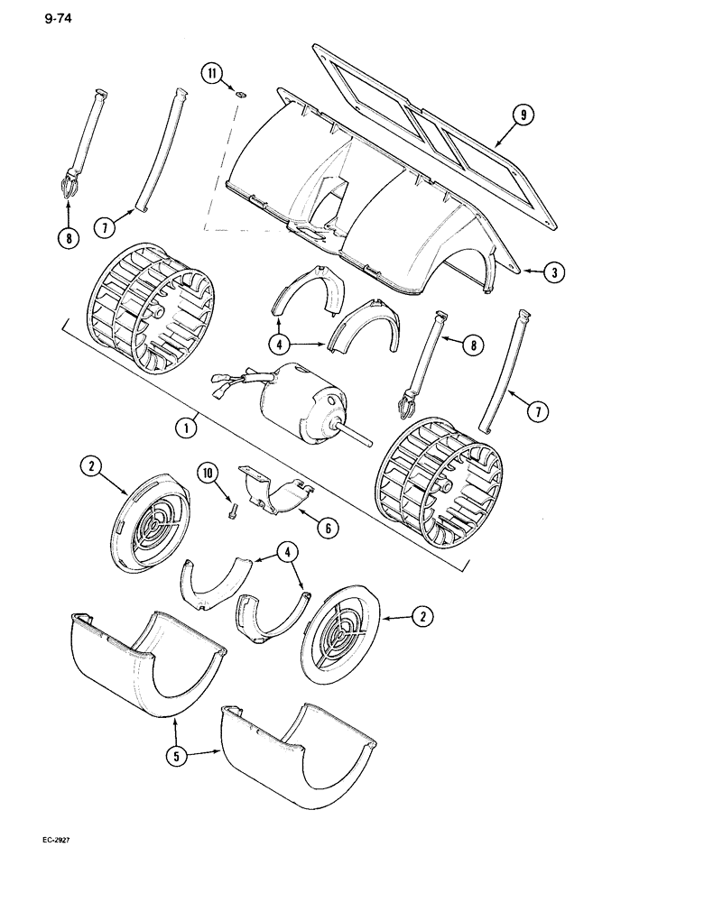 Схема запчастей Case IH 995 - (9-074) - CAB, BLOWER ASSEMBLY, BEHR (09) - CHASSIS/ATTACHMENTS