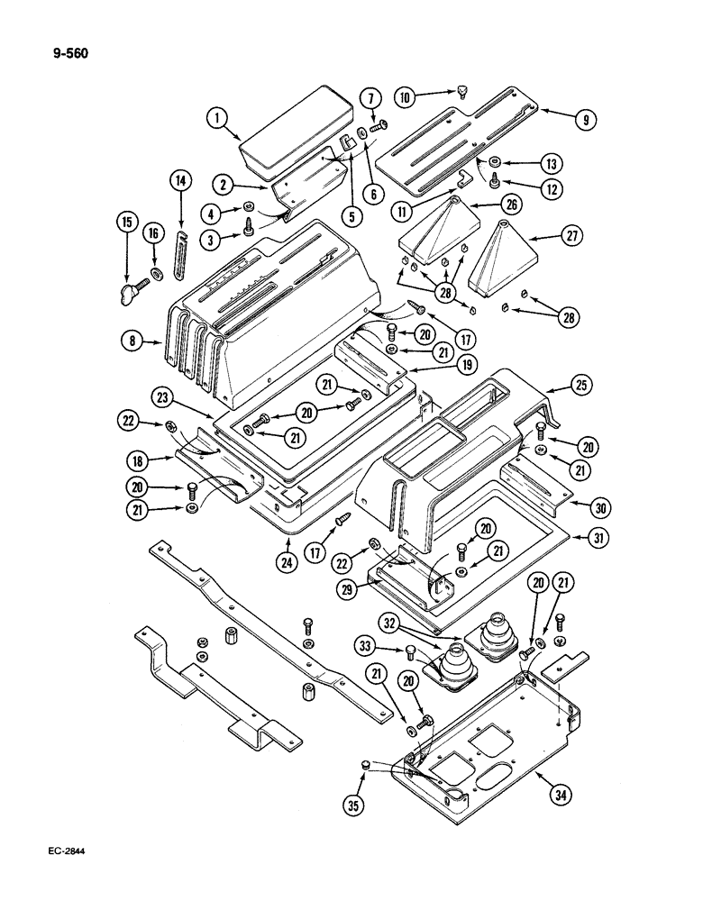 Схема запчастей Case IH 585 - (9-560) - CONTROL LEVER COVERS AND SUPPORTS, CAB (09) - CHASSIS/ATTACHMENTS