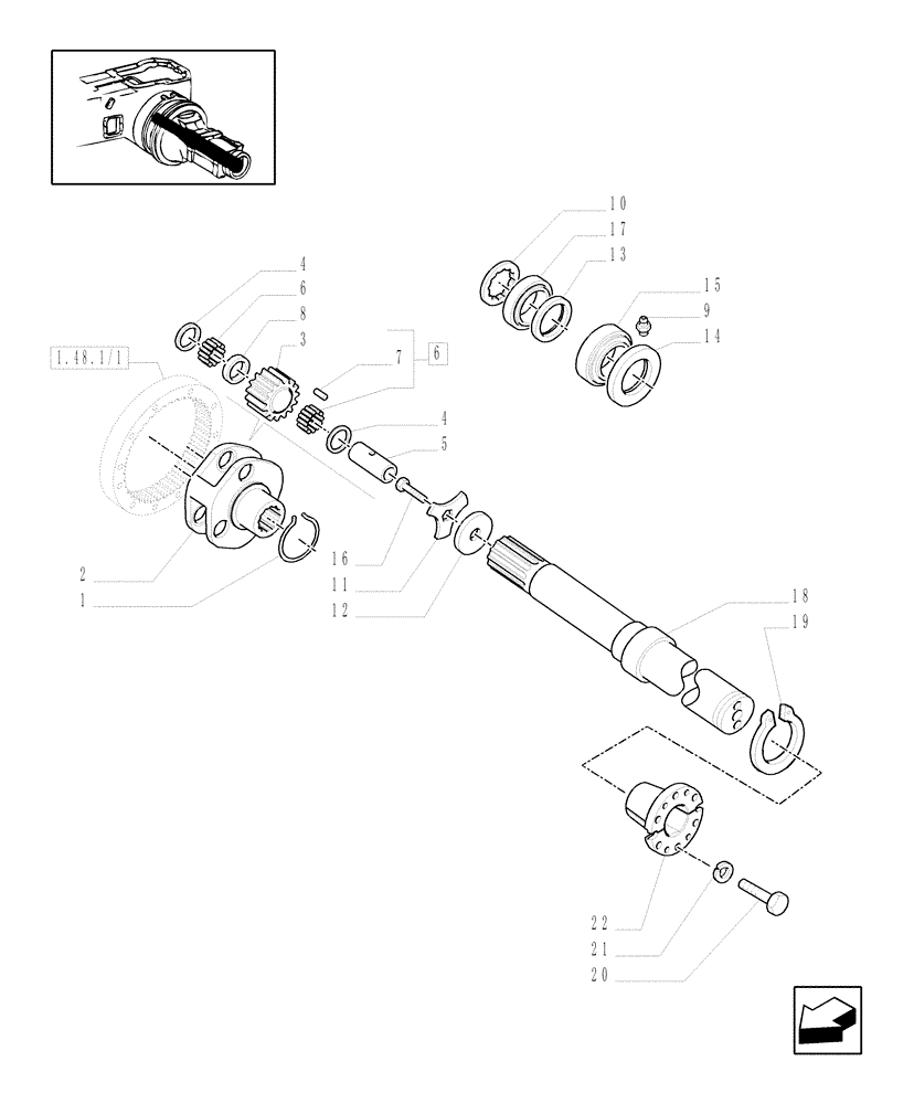 Схема запчастей Case IH MXM190 - (1.48.1/04) - (VAR.431/2) 112" LONG AXLE FOR CAST DISC (05) - REAR AXLE