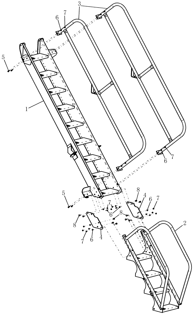 Схема запчастей Case IH 3580 - (39.100.04) - EXTERNAL LADDER (39) - FRAMES AND BALLASTING