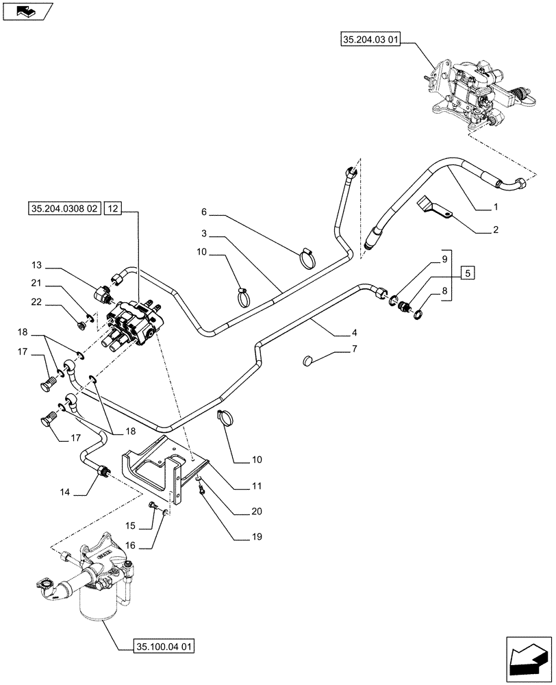 Схема запчастей Case IH FARMALL 75C - (35.204.0309) - 2 MID MOUNT VALVES WITH JOYSTICK - VALVES AND PIPES - NAR (VAR.336125-338125) (35) - HYDRAULIC SYSTEMS