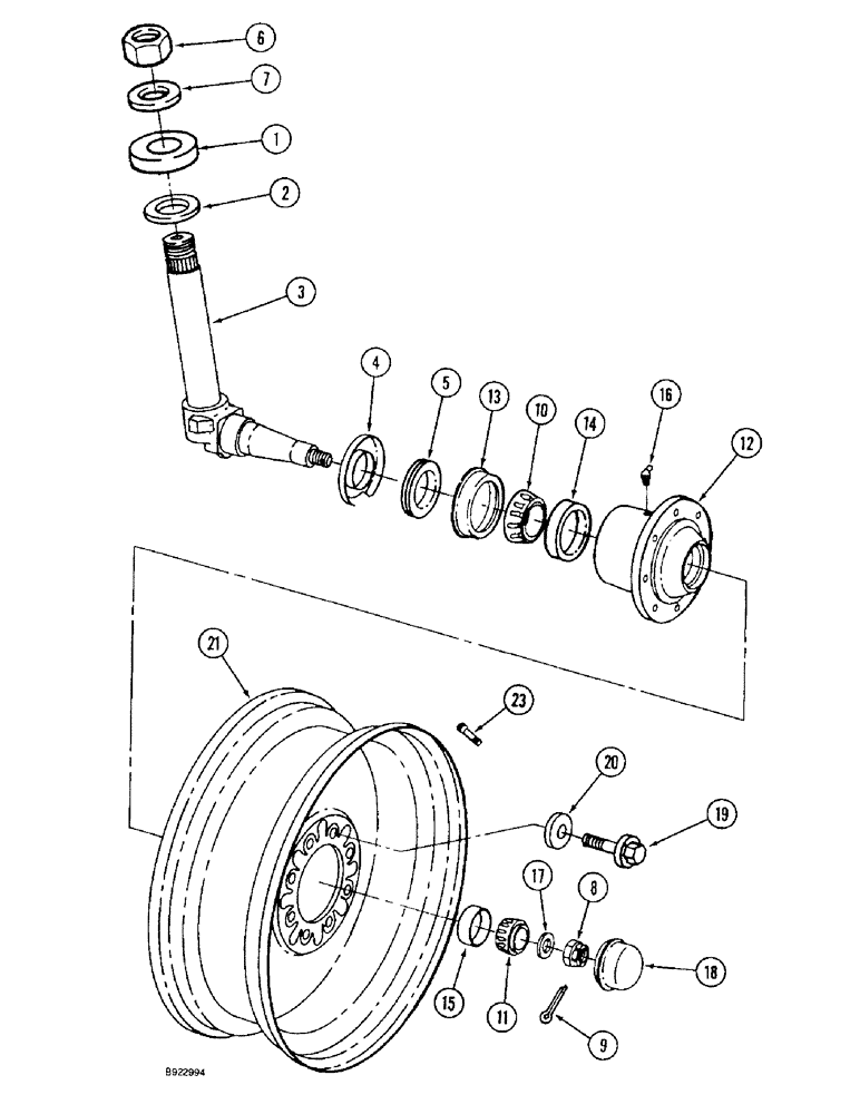 Схема запчастей Case IH 1644 - (5-20) - STEERING KNUCKLE, HUB AND WHEELS, NONADJUSTABLE AND (04) - STEERING