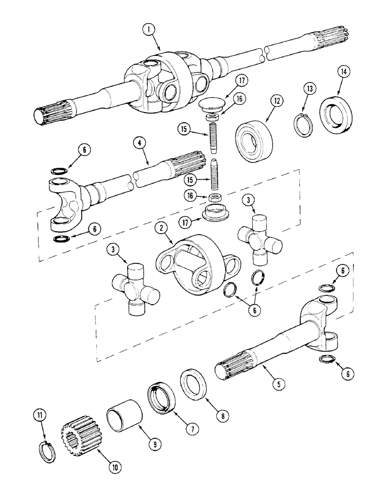 Схема запчастей Case IH 1294 - (5-122) - AXLE HALF SHAFTS - MFD (05) - STEERING