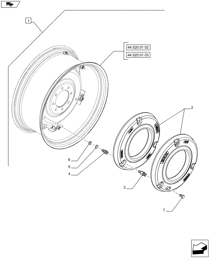 Схема запчастей Case IH FARMALL 75C - (88.037.01) - DIA KIT - 4 REAR RINGS 50KG (88) - ACCESSORIES