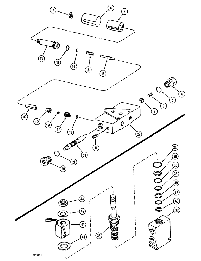 Схема запчастей Case IH 1644 - (8-62) - FEEDER AND SEPARATOR CLUTCH VALVE, CONTROL CONCEPTS, MODULAR (07) - HYDRAULICS