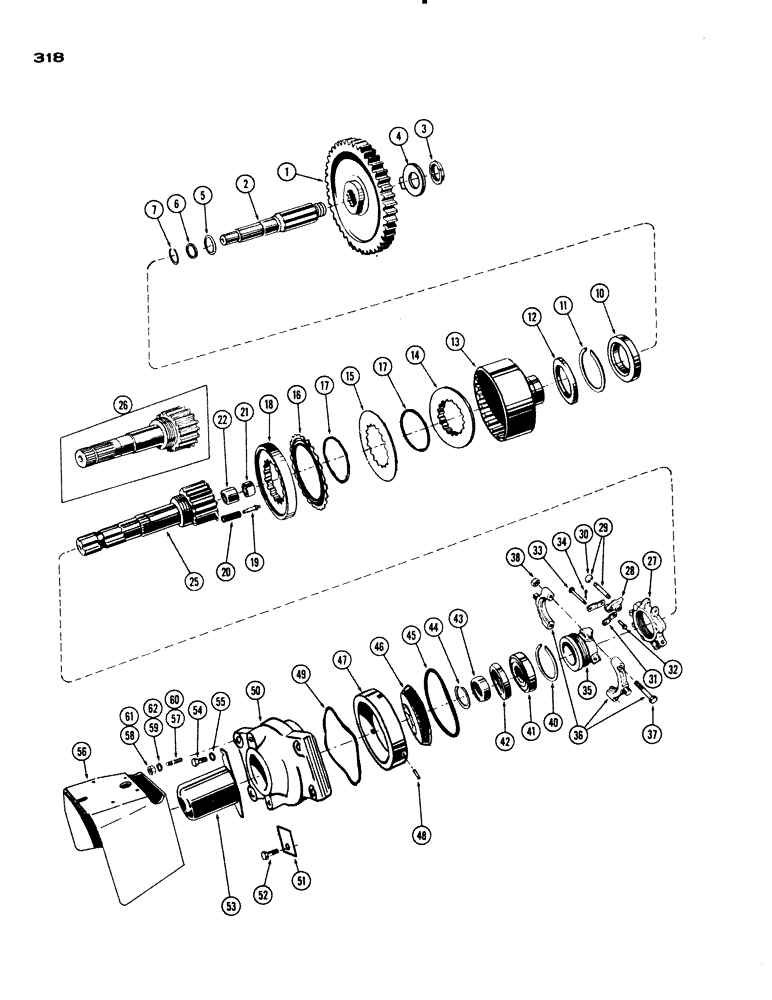 Схема запчастей Case IH 830-SERIES - (318) - P.T.O ASSEMBLY (06) - POWER TRAIN