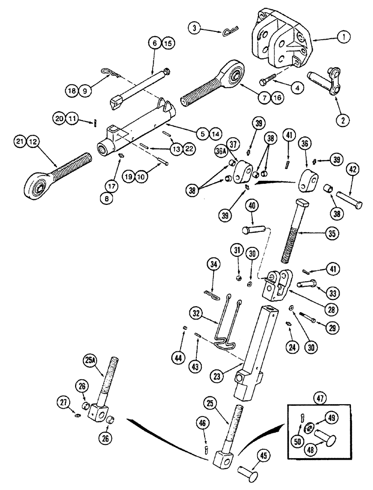 Схема запчастей Case IH 7250 - (9-004) - HITCH UPPER LIFT LINKS, 1-1/2 INCH AND 1-3/4 INCH THREAD (09) - CHASSIS/ATTACHMENTS