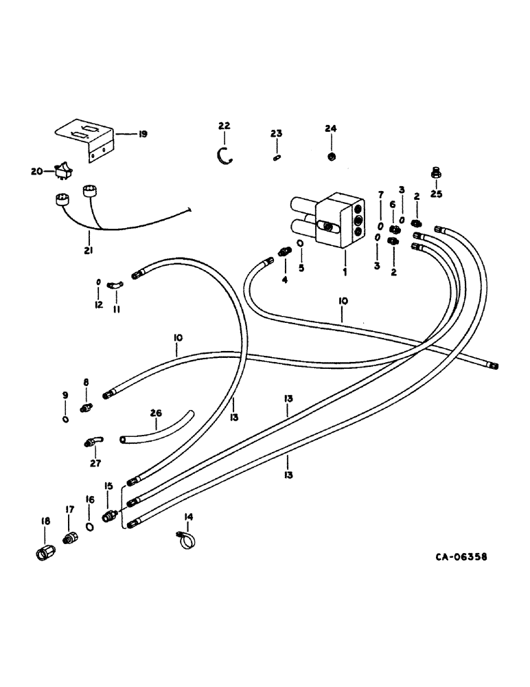 Схема запчастей Case IH 1480 - (10-61) - HYDRAULICS, REEL SPEED CONTROLS, FOR FRENCH 825 HEADERS, FOR COMBINES S/N 24000 AND BELOW (07) - HYDRAULICS