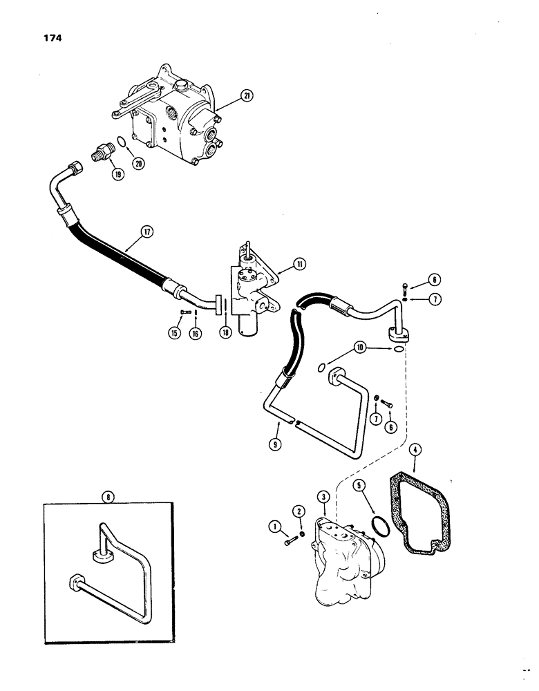 Схема запчастей Case IH 1270 - (174) - HYDRAULICS, DOUBLE GEAR PUMP AND PLUMBING (08) - HYDRAULICS